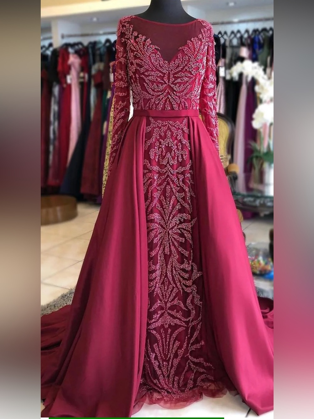 Elegant Burgundy Evening Gown